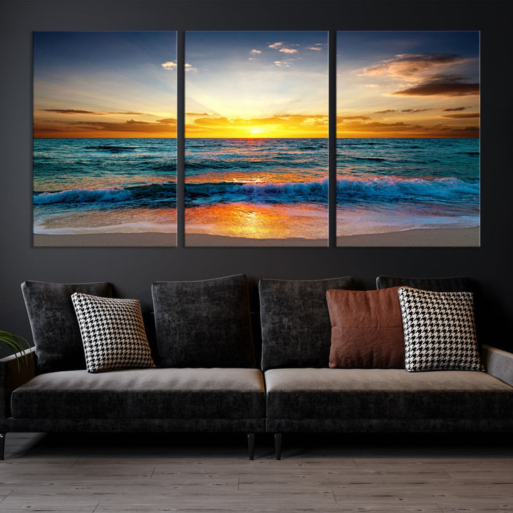 Sunset on the Beach Wall Art Canvas Print