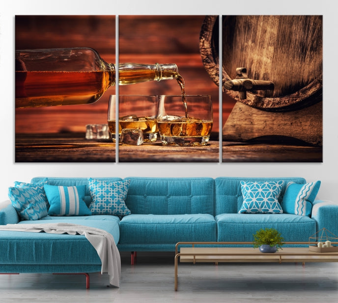 Whiskey and Barrel Wall Art Canvas Print