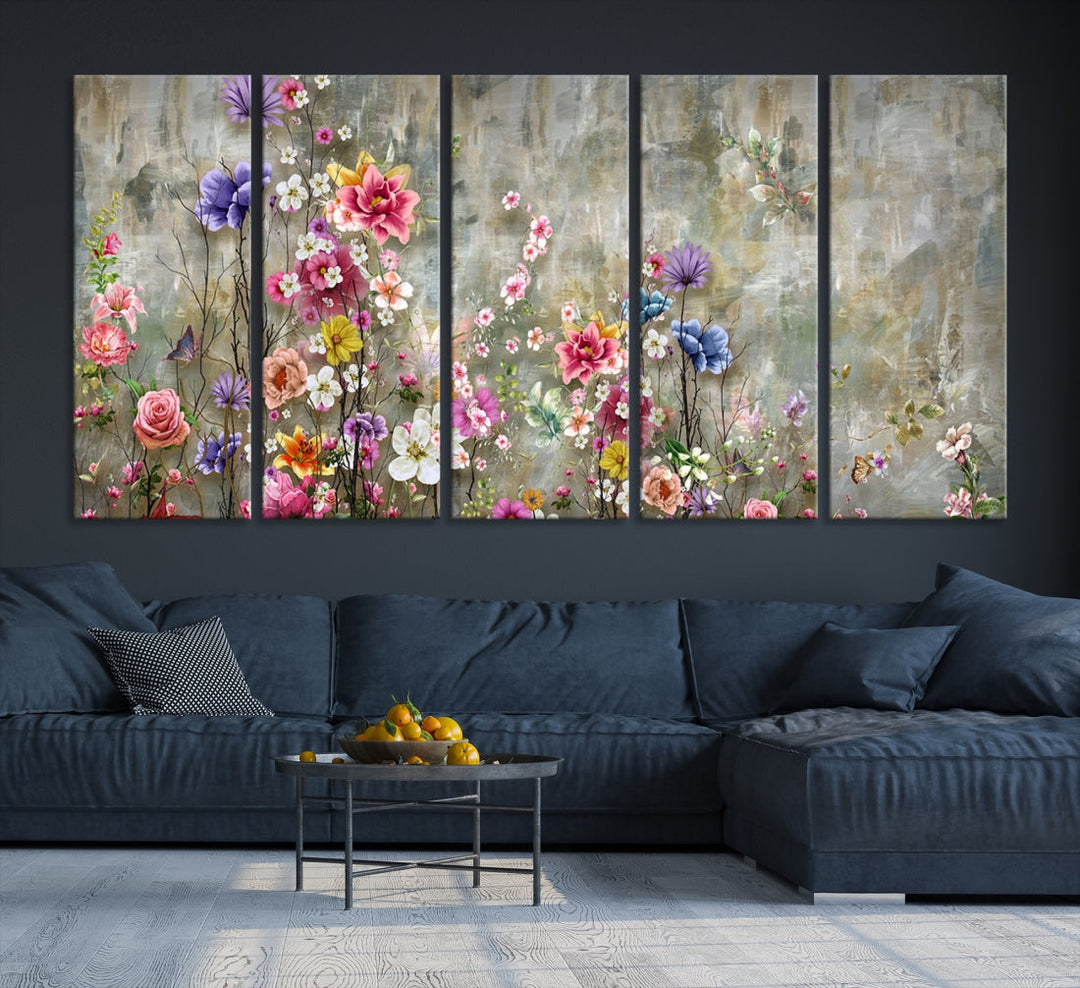 Cozy Flowers Painting on Canvas Wall Art Floral Canvas Print