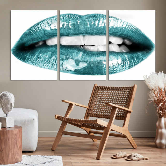 Blue Lips Wall Art Canvas Print