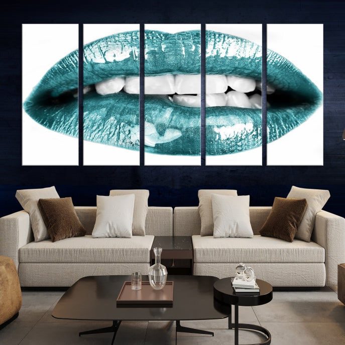 Blue Lips Wall Art Canvas Print