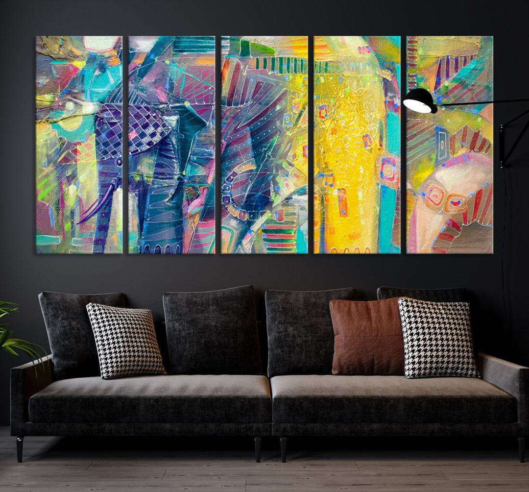 Abstract Elephant Wall Art Canvas Print