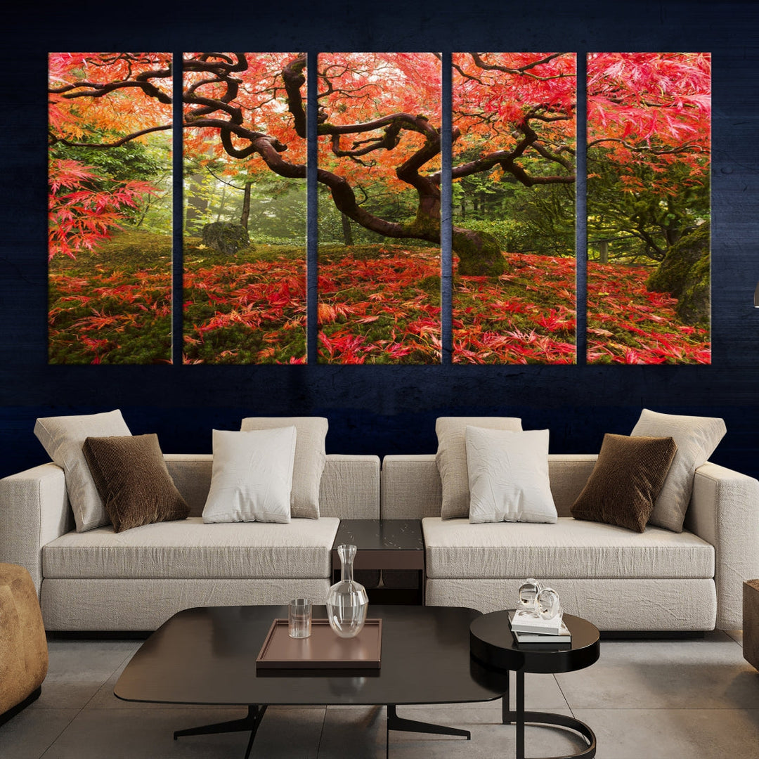 Japanese Maple in Autumn Japanese Garden Portland Oregon Wall Art Canvas Print