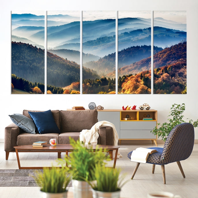 Forest Mountain Landscape Wall Art Canvas Print