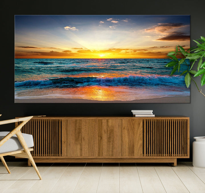 Sunset on the Beach Wall Art Canvas Print