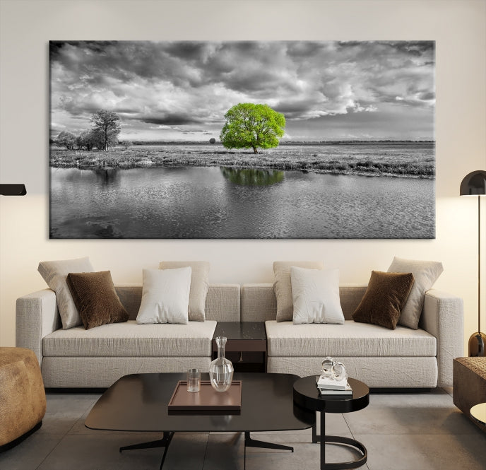 Black and White Tree Landscape Painting Wall Art Tree Canvas Print