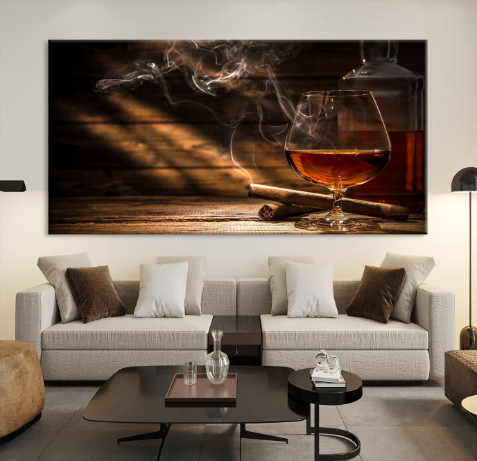 Whiskey and Cigar Wall Art Canvas Print