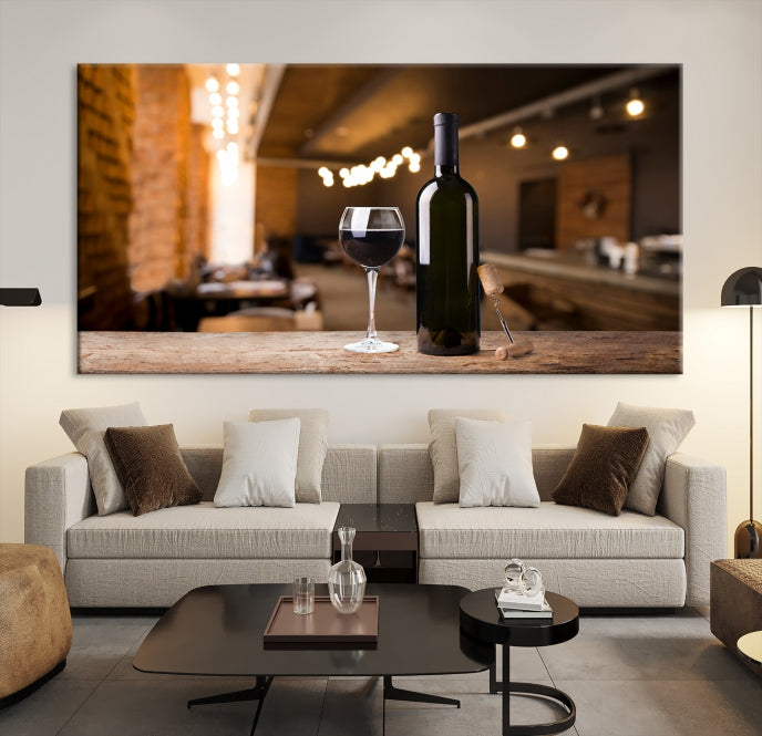 Wine and Bottle Wall Art Canvas Print