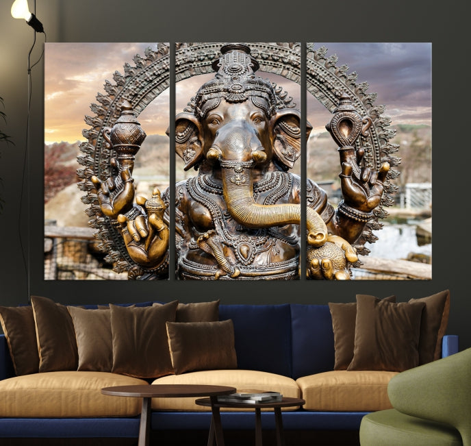 Statue of Hindu Elephant God Ganesha Wall Art Canvas Print