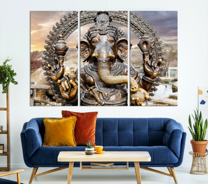 Statue of Hindu Elephant God Ganesha Wall Art Canvas Print