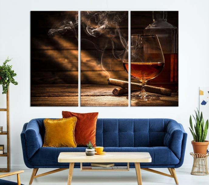 Whiskey and Cigar Wall Art Canvas Print