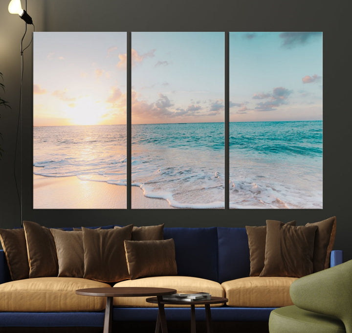 Sunset Beach Art Ocean Vibes Wall Art Canvas Print