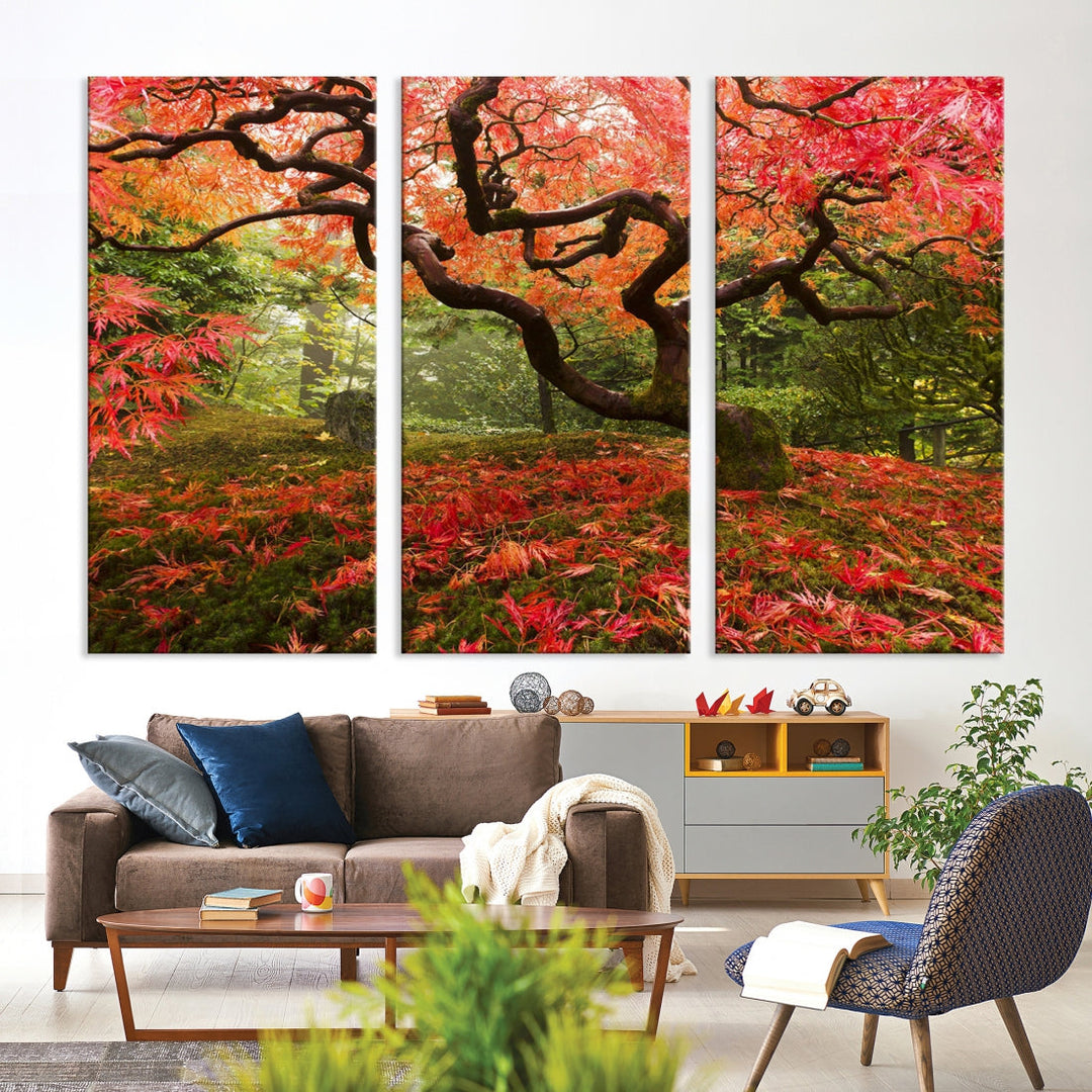 Japanese Maple in Autumn Japanese Garden Portland Oregon Wall Art Canvas Print