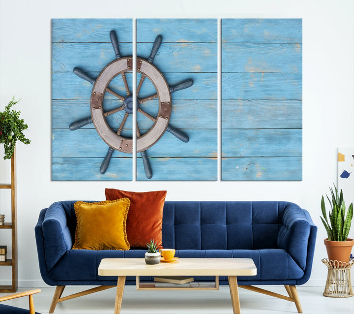 Old Ship Steering Wheel Nautical Wall Art