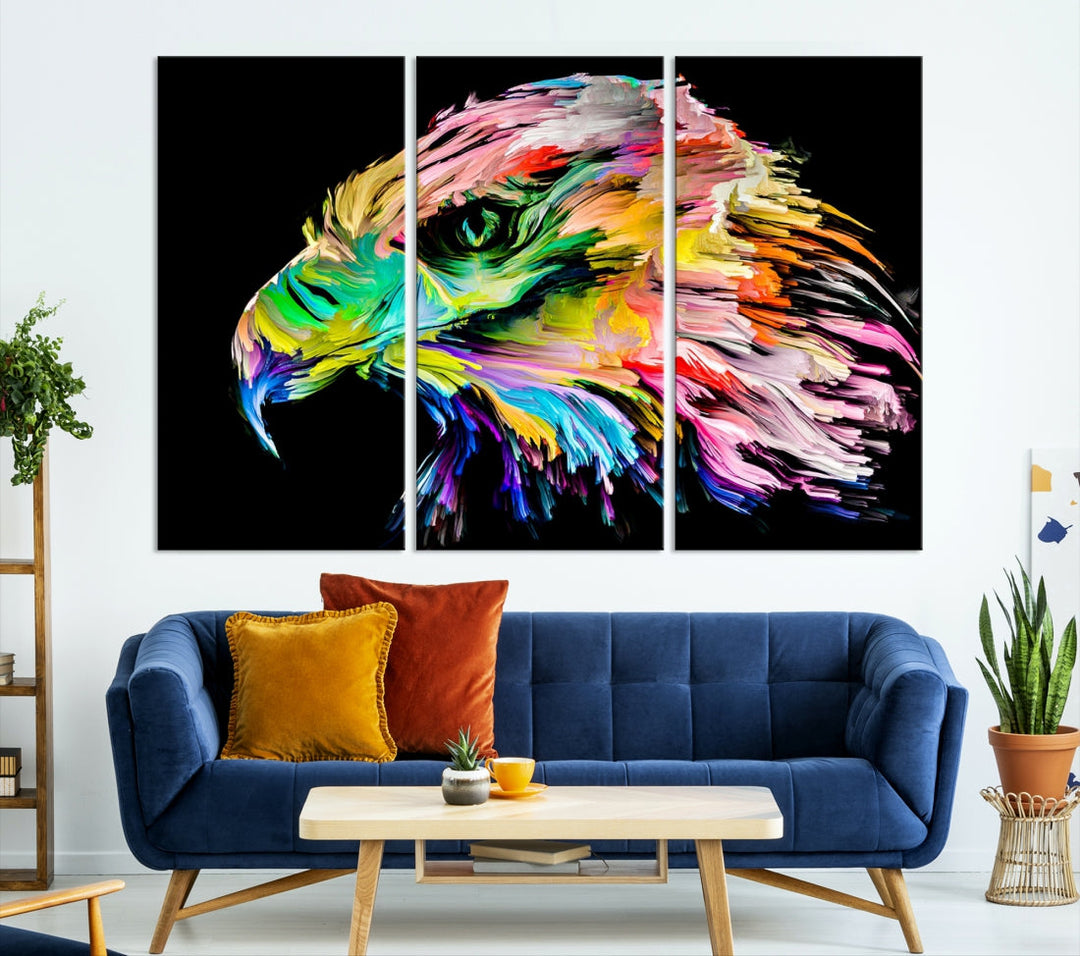Rainbow Eagle Art Canvas Painting Wall Art Rainbow Animal Art Nature Abstract Print