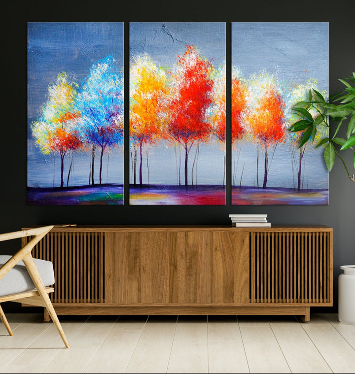 Abstract Colorfull Trees Wall Art Canvas Print