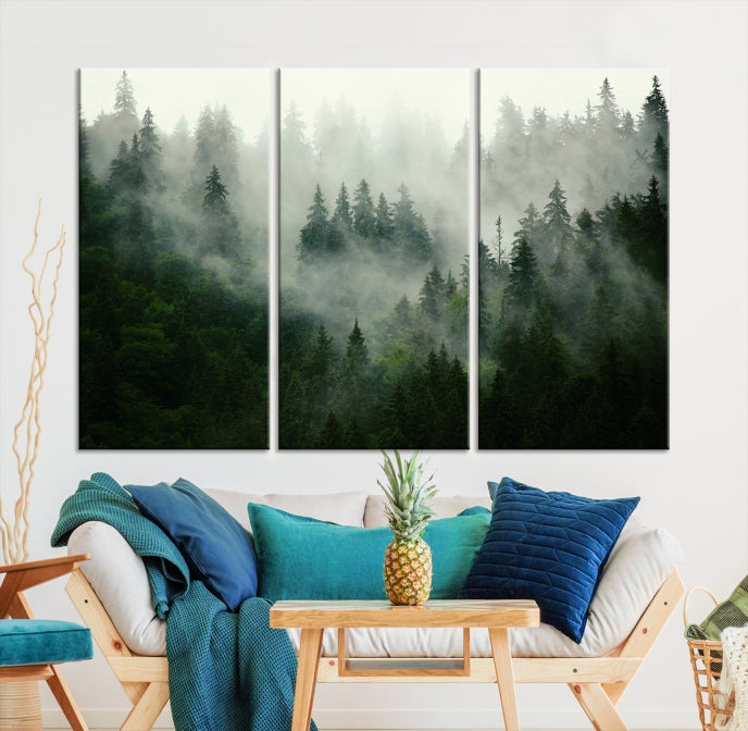 Stunning Misty Forest Landscape Wall Art Canvas Print