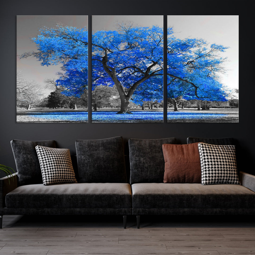 Big Blue Tree on Original Cotton Canvas Wall Art Tree Print