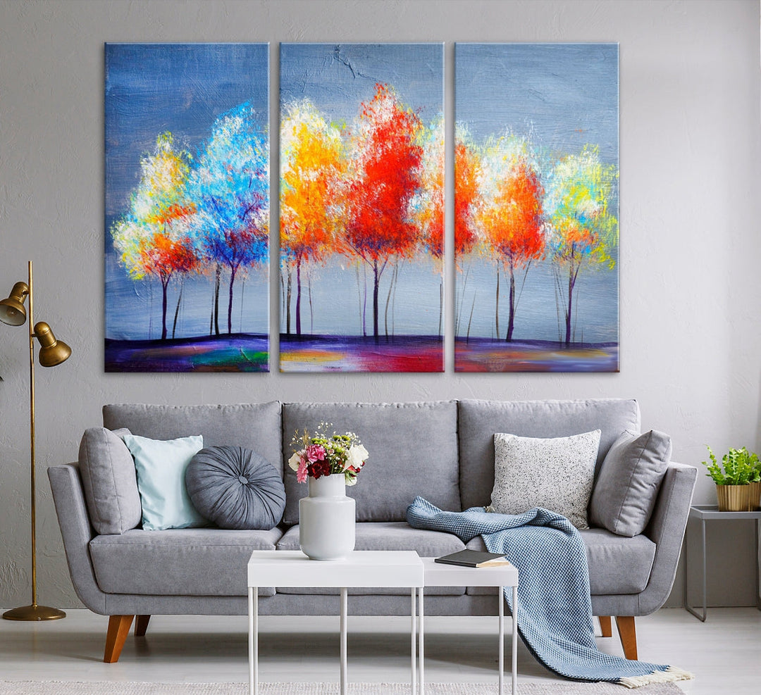 Abstract Colorfull Trees Wall Art Canvas Print
