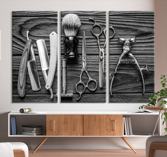Classic Barber Tools Wall Art Canvas Print