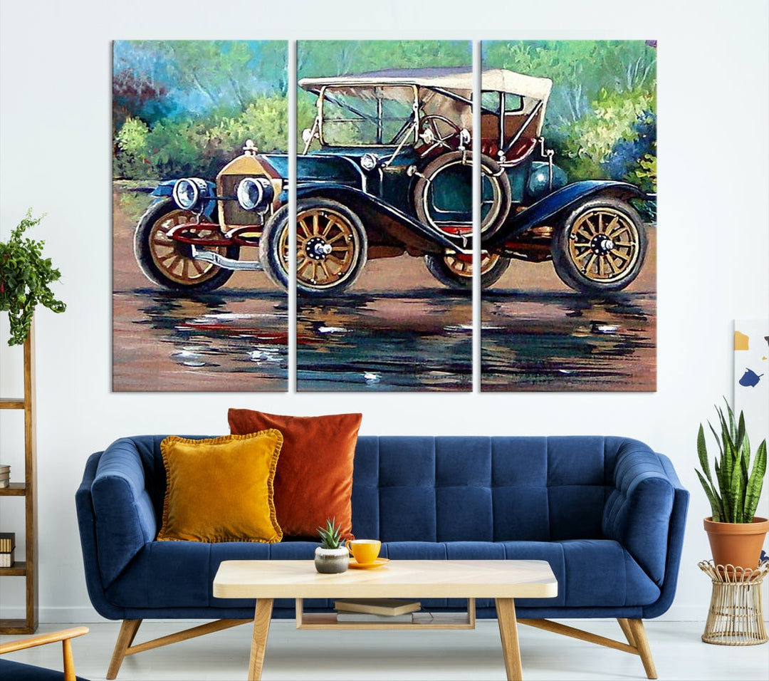 Wall Art Oil Paintings Old Retro Auto Car Canvas Print