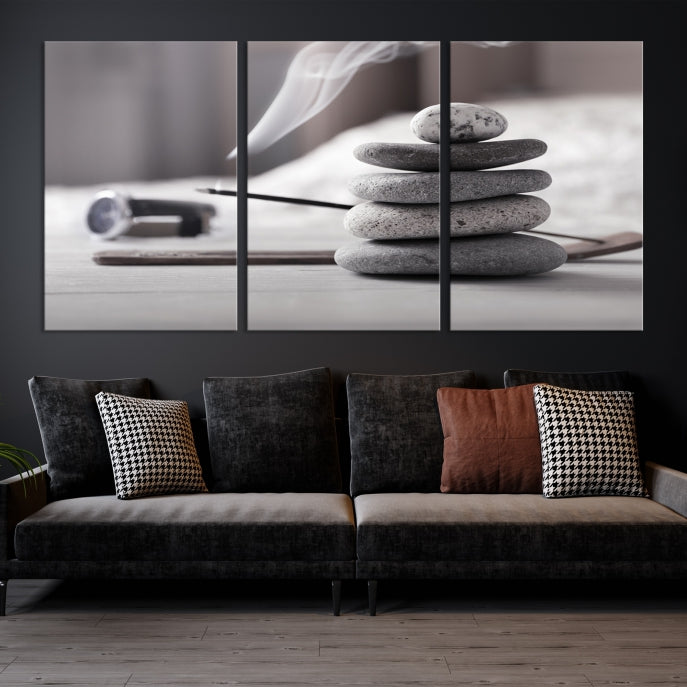 Burning Incense and Zen Stones Buddhism Wall Art Canvas Print