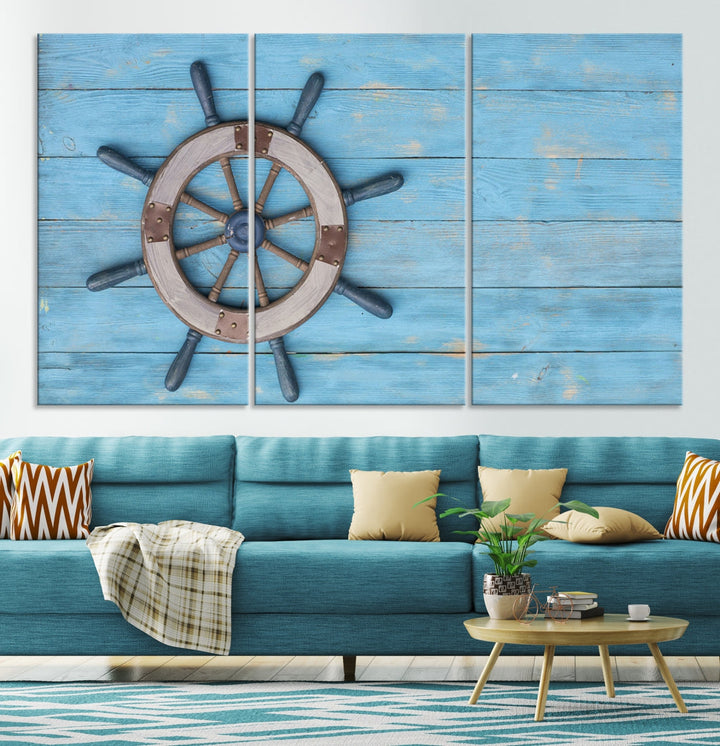 Old Ship Steering Wheel Nautical Wall Art