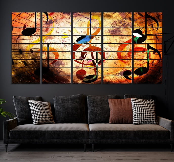 Music Note Abstract Wall Art Canvas Print