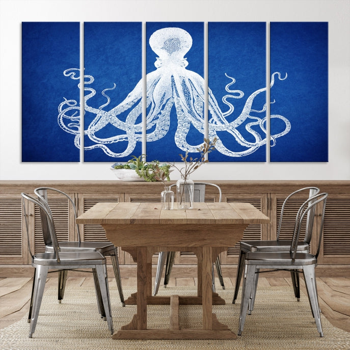 Wall Art Blue Octopus Canvas Print Octopus Art Print