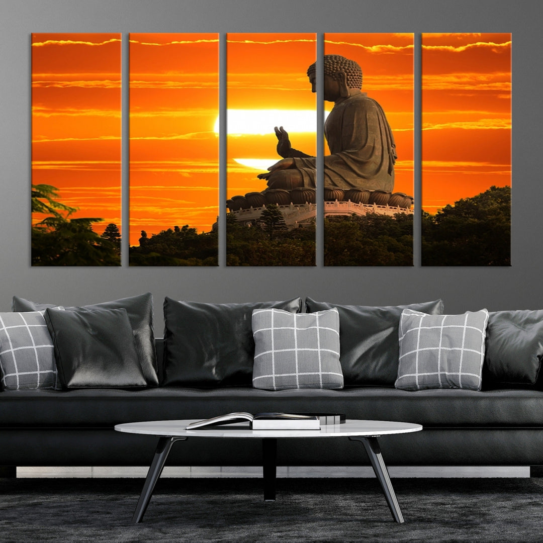Buddha Statue at Sunset Canvas Print