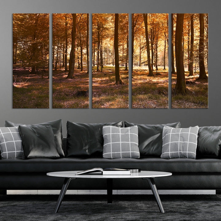 Wall Art Panoramic View of a Forest in Autumn Canvas Print