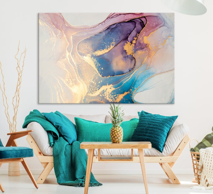 Colorful Marble Fluid Effect Wall Art Abstract Canvas Wall Art Print