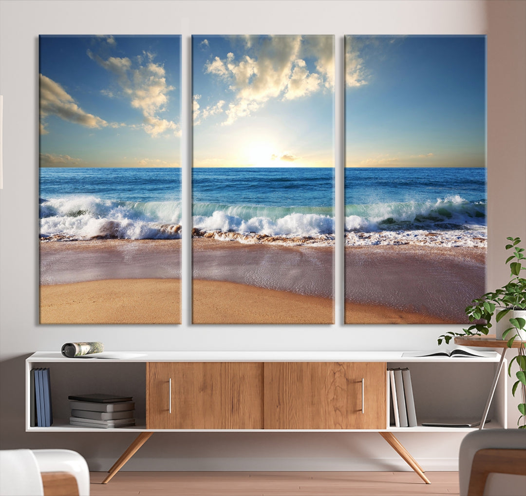 Coastal Tropical Beach Sunset Canvas Wall Art Print