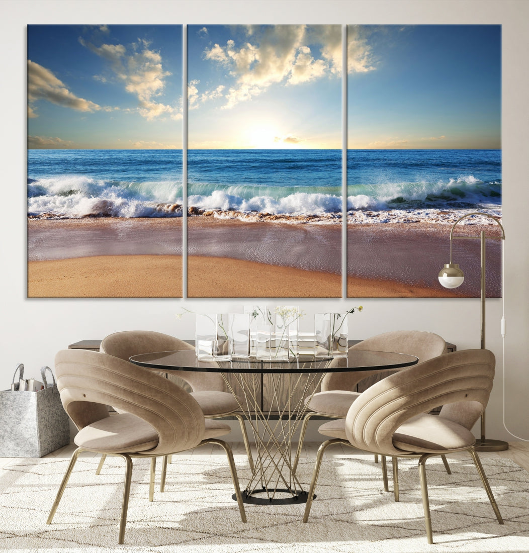 Coastal Tropical Beach Sunset Canvas Wall Art Print