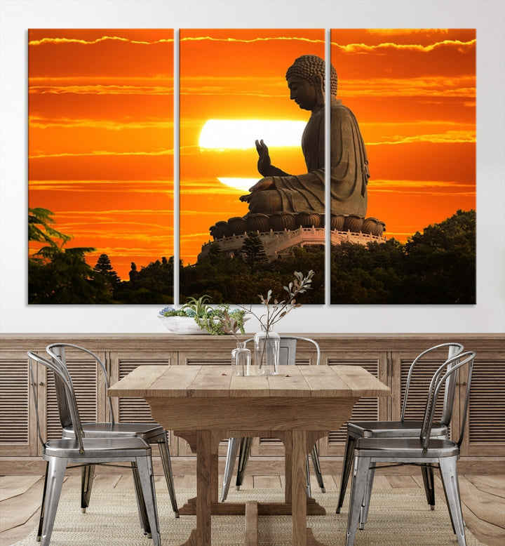Buddha Statue at Sunset Canvas Print