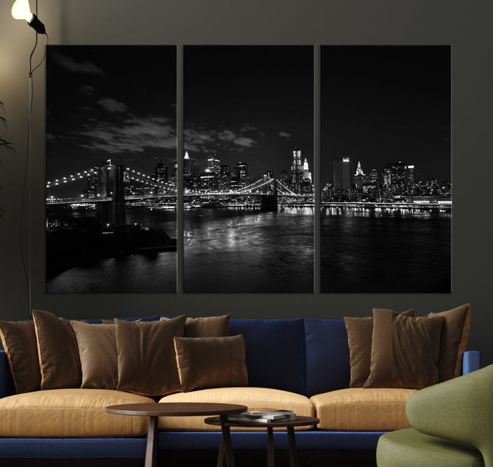 NEW YORK Canvas Prints Black and White Brooklyn Bridge Print