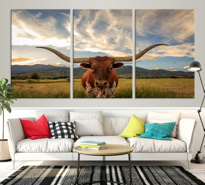 Texas Big Cow Wall Art Canvas Print