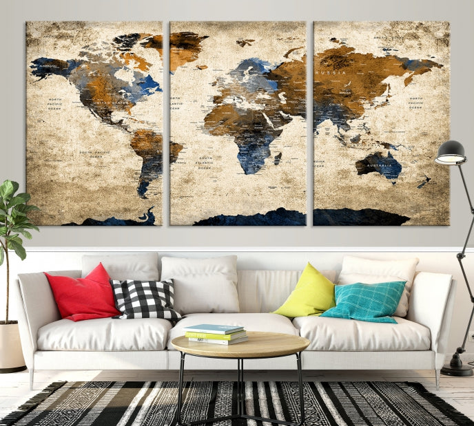 Abalone World Map Masterpiece Canvas Print
