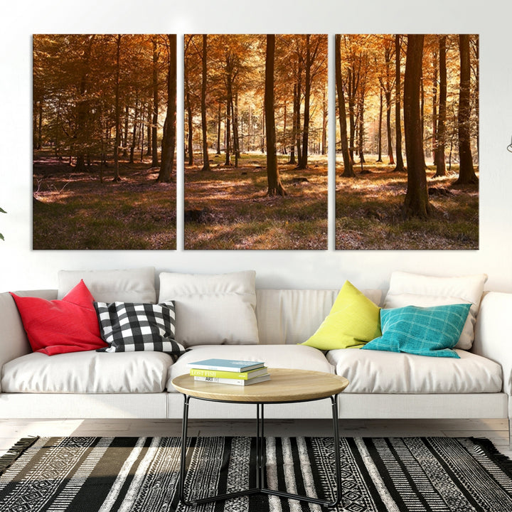 Wall Art Panoramic View of a Forest in Autumn Canvas Print