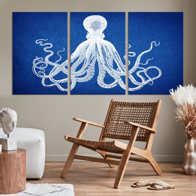 Wall Art Blue Octopus Canvas Print Octopus Art Print
