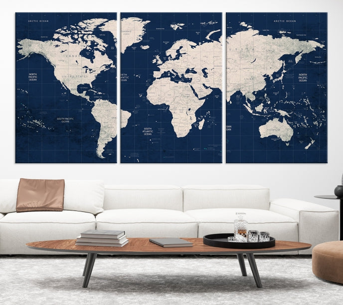 Wall Art Push Pin World Map Canvas Print