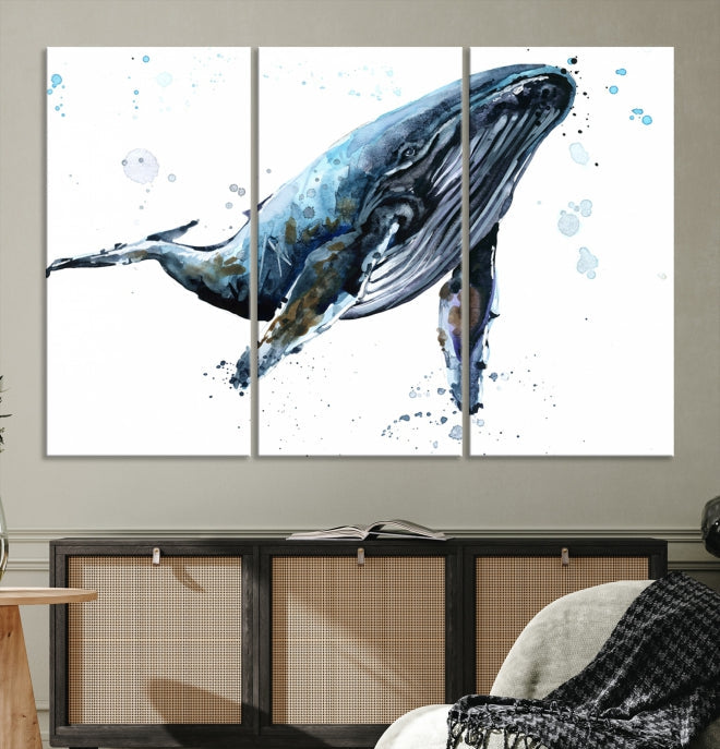 Watercolor Whale Wall Art Canvas Print