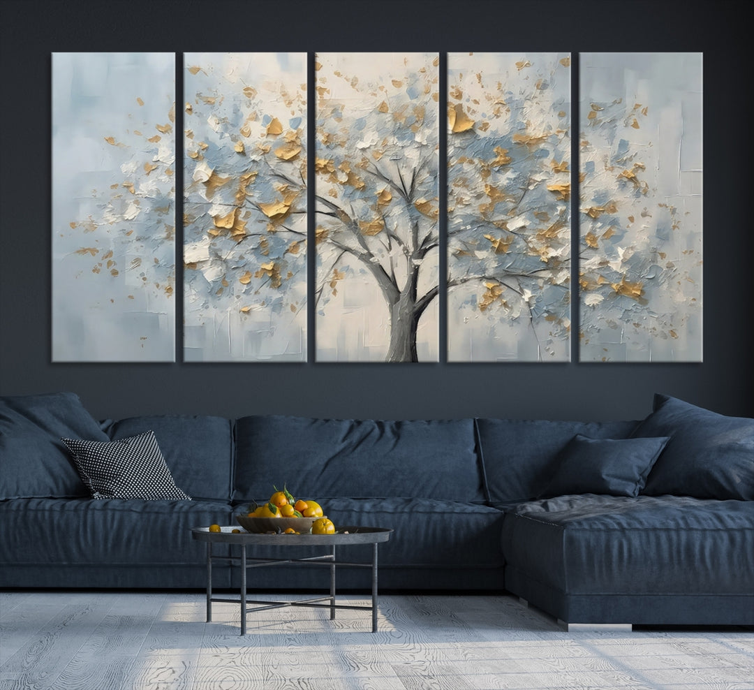 Arte de pared de árbol abstracto plateado Lienzo