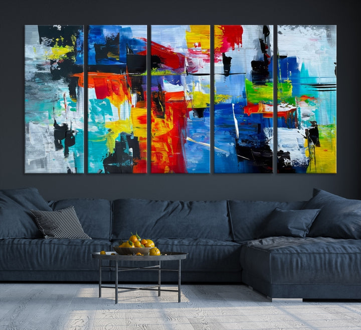 Impresión en lienzo de arte abstracto colorido para pared, tamaño extra grande