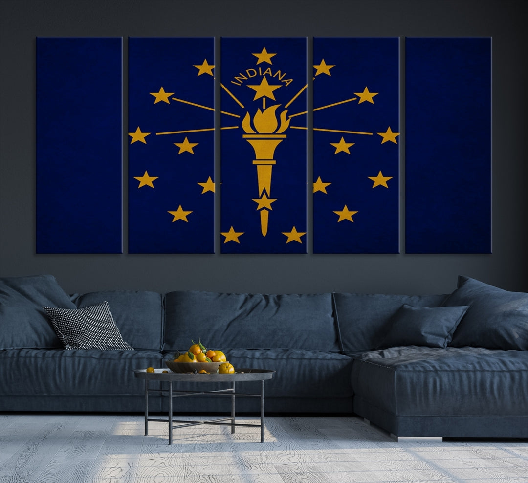 Arte de pared con bandera de los estados de Indiana Lienzo