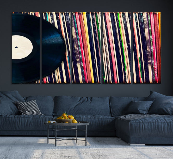 Impresión musical Disco de vinilo Arte de pared Colección de decoración musical Colección de álbumes de vinilo Música Arte de pared Música Arte de lienzo grande listo para colgar
