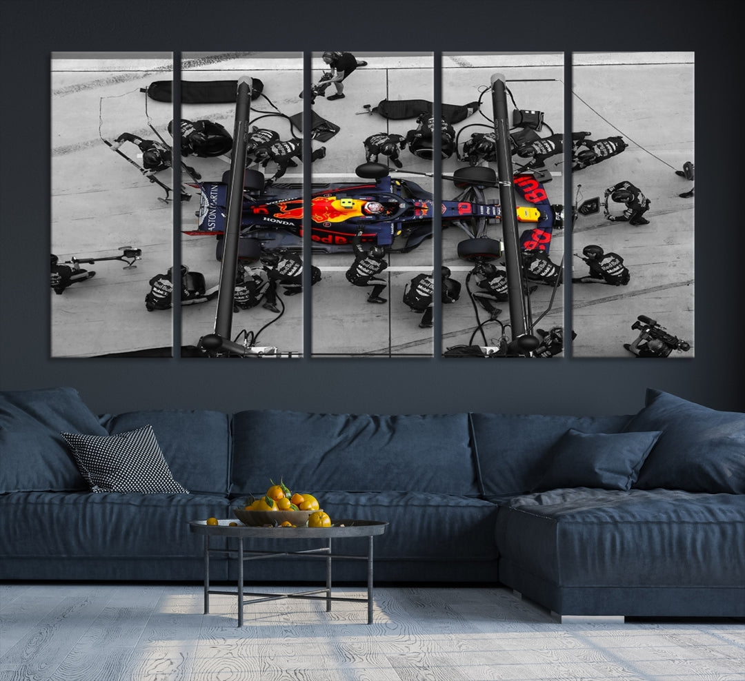 RedBull - Fórmula 1 Lienzo Pared Arte Hombre cueva decoración Coche carreras impresión Fórmula 1 cartel Regalo para él Racing pared arte