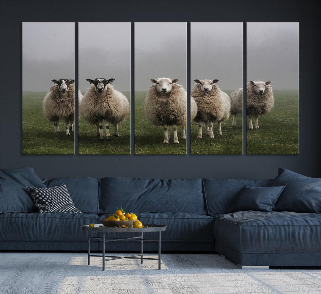 Sheeps Stadium Wall Art Canvas Print Animal Farmhouse Wall Decor