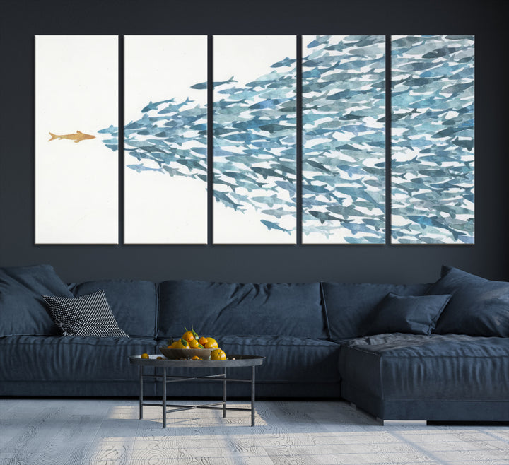 Abstract Fish Leader Wall Art Canvas Print