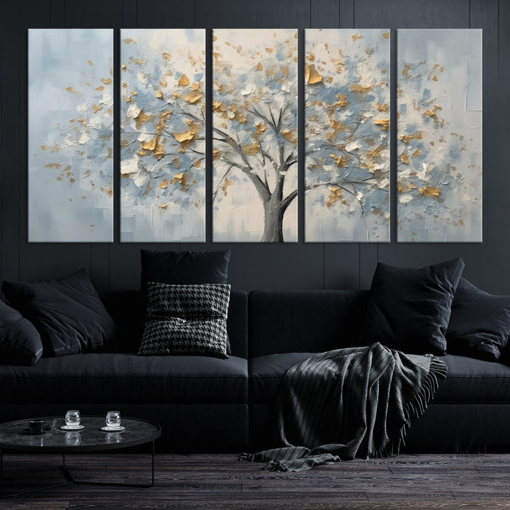 Arte de pared de árbol abstracto plateado Lienzo
